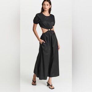 NEW STAUD Calypso cutout midi black Dress Size S